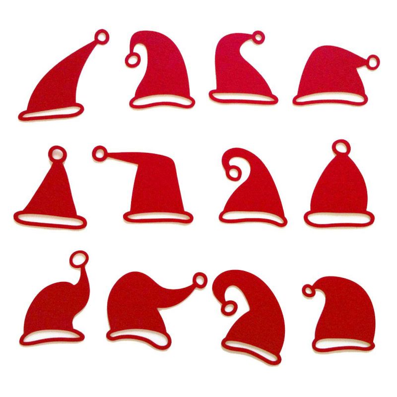 Natale Accessori tavola per Natale Kit 12 Sottobicchieri Cappelli