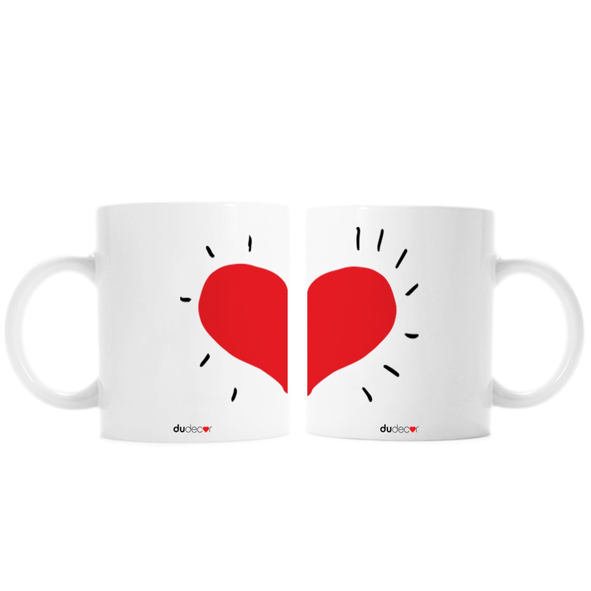 Coppia mug in ceramica con decoro Coppia Cuore