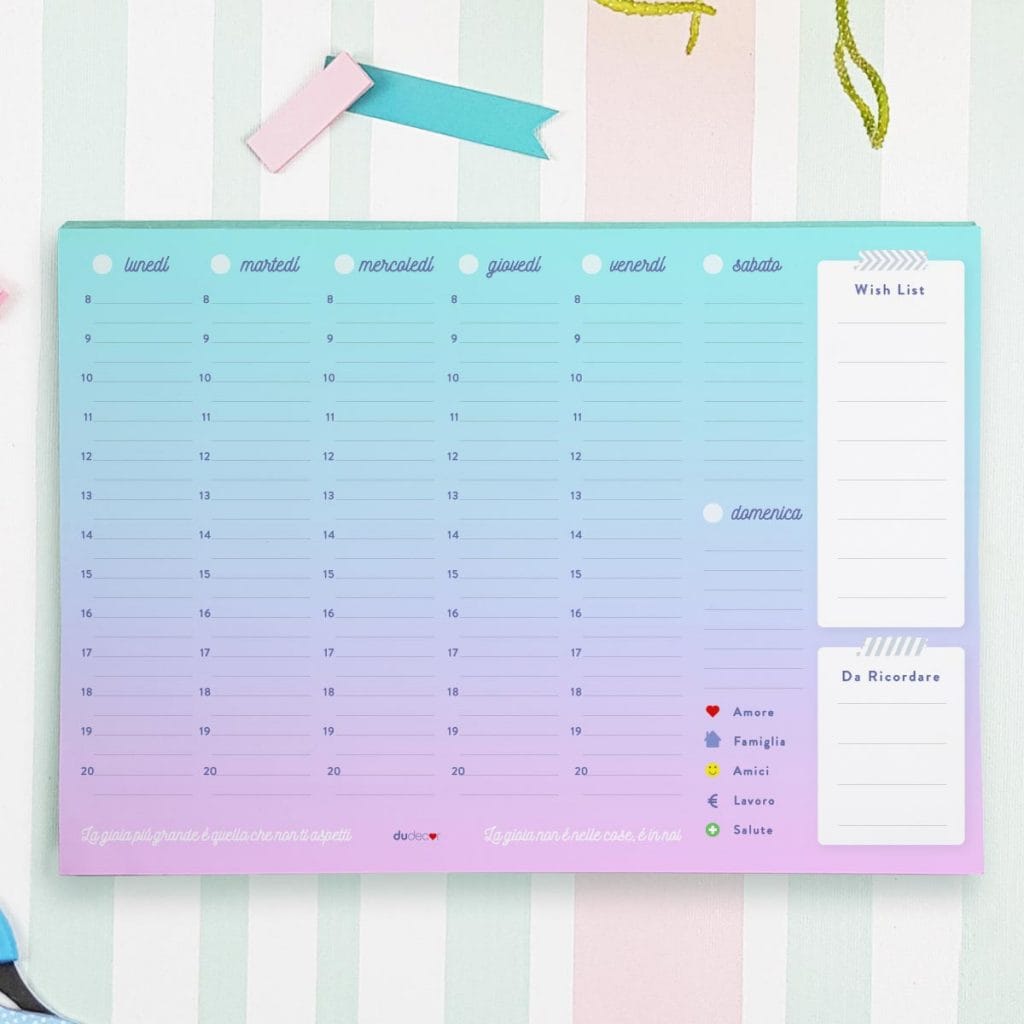 planner e sacca organizer