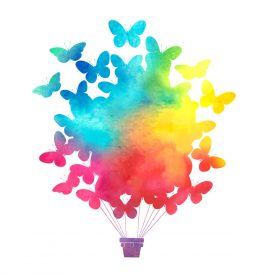 Bambini Wallstickers e luminescenti Mongolfiera Farfalle