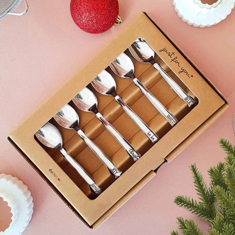 Accessori Tavola per Natale Set 6 Christmas Teaspoon ambientata