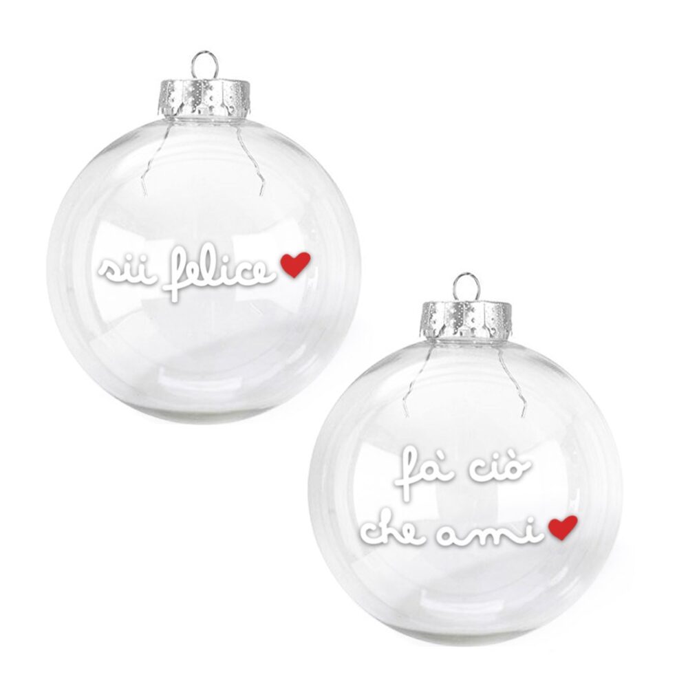 Coppia Palline In Vetro Augurio