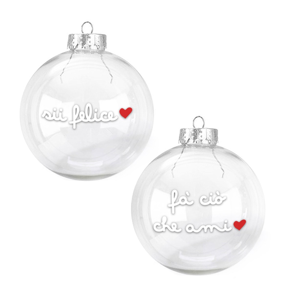 Coppia Palline In Vetro Augurio