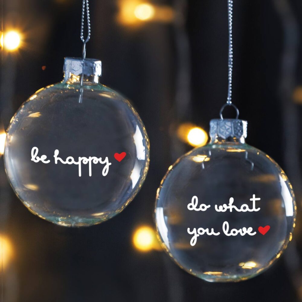 Coppia Palline “Be Happy” – 12 cm