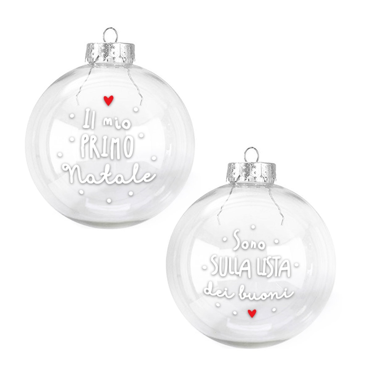 Coppia Palline in Vetro Primo Natale