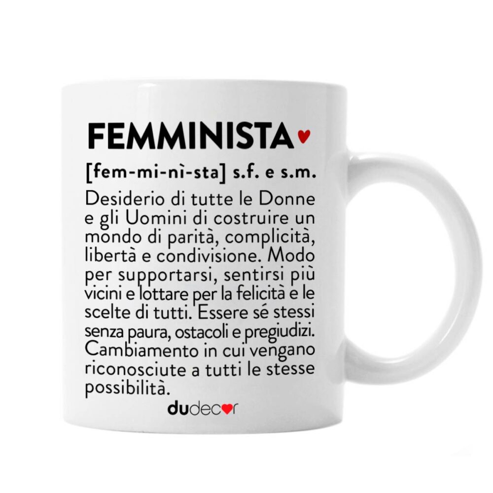 Tazza in porcellana con definizione “Femminista”, messaggio di parità e libertà firmato DuDecor