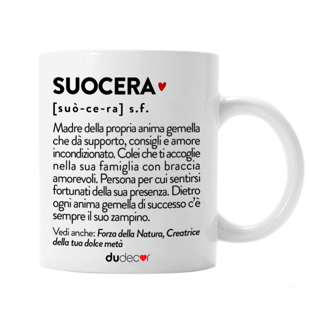 Tazza in porcellana con definizione “Suocera”, idea regalo affettuosa firmata DuDecor