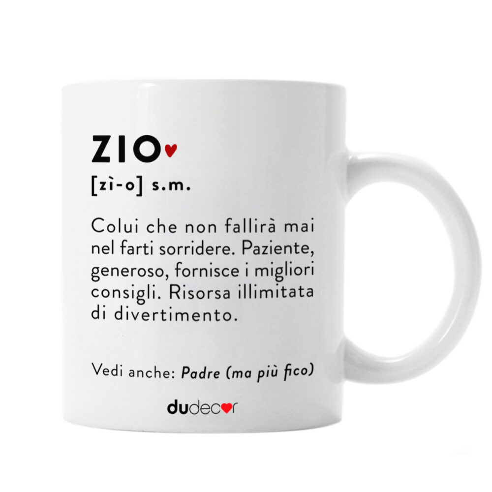 Tazza in porcellana con definizione ironica “Zio” e testo descrittivo, idea regalo DuDecor