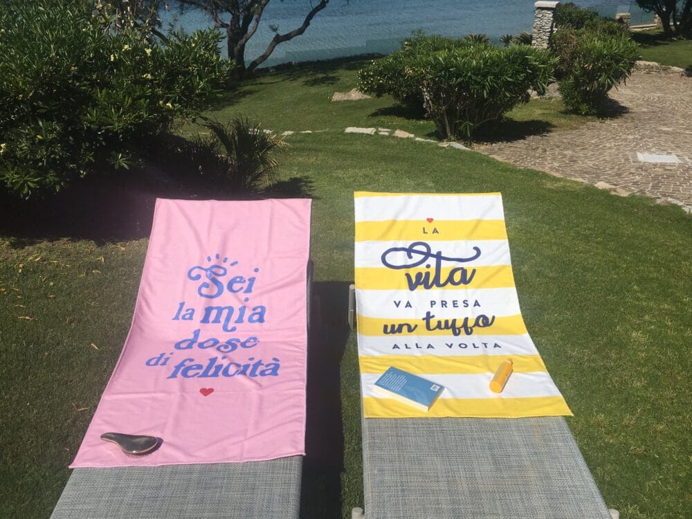 set teli mare coppia Dudecor piscina estate weekend in due